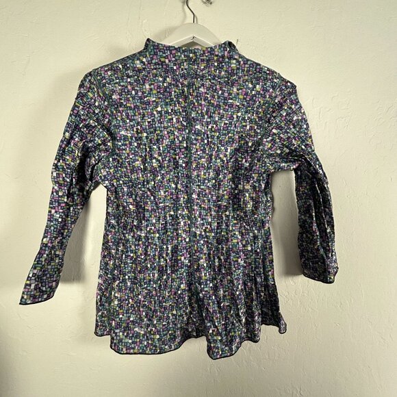 Beluya San Francisco Womens Geometric Pattern Button-Up Shirt Medium Long-Sleeve - Picture 2 of 8